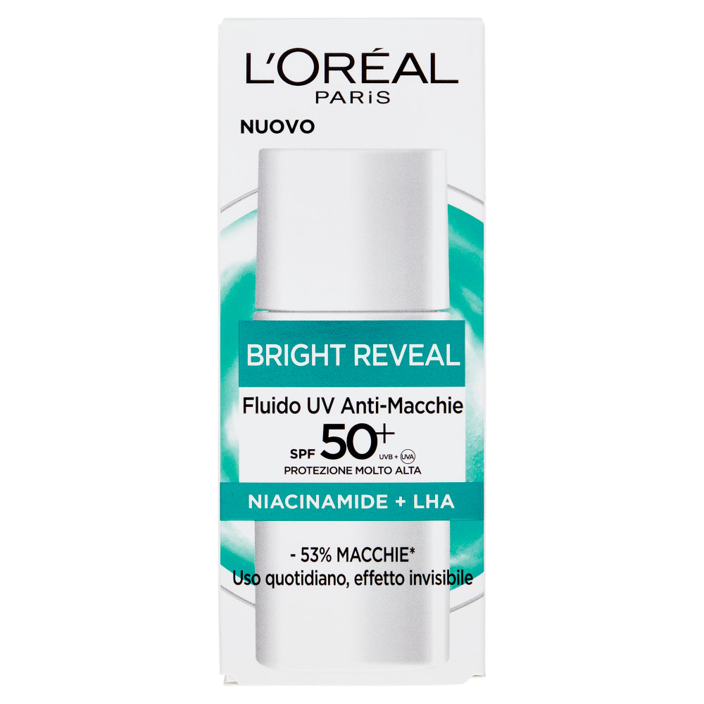 L'Oreal bright reveal fluido UV Antimacchia 50+